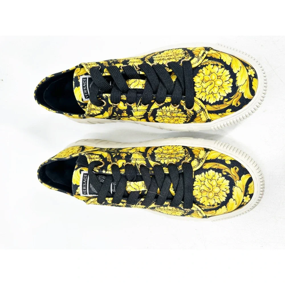 Versace Greca Barocco Sneakers Mens 41‎ Yellow Black Medusa Low Top